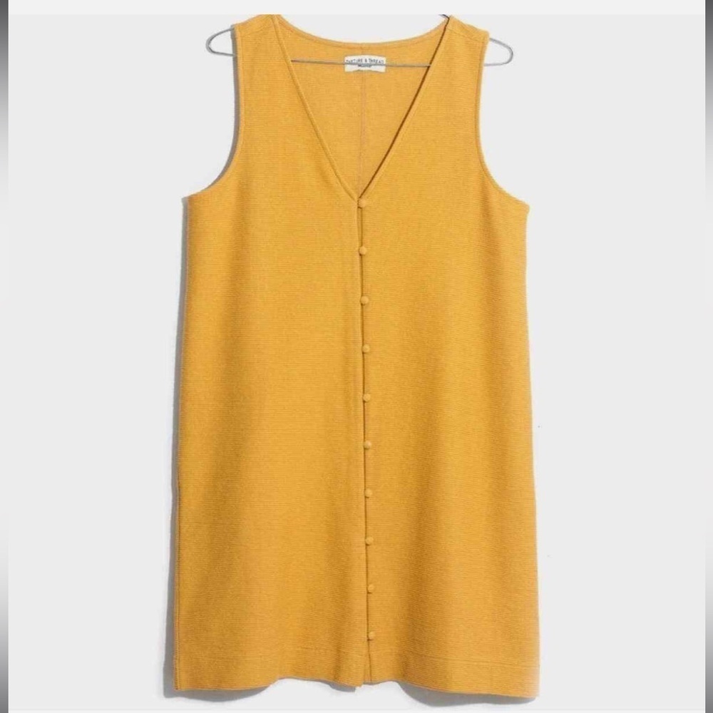 Madewell Texture & Thread Tank Dress Size XS Button Front Goldenrod
